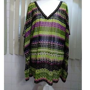 LANE BRYANT MULTI-COLOR SHEER TOP SIZE 18-20 NWT